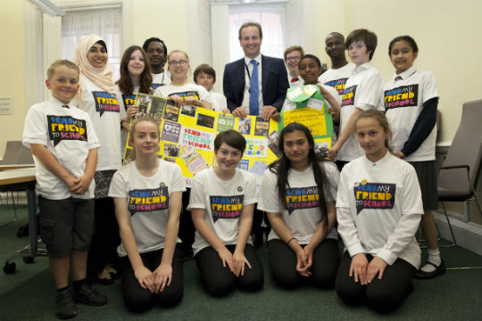 Young campaigners with Nick Hurd